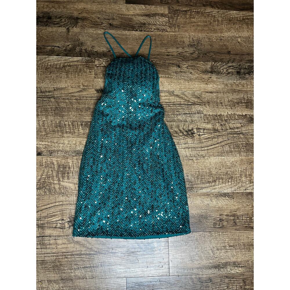 NWT Abby Paris Sequin Mini homecoming dress | Emerald | Size 6 - Picture 6 of 8